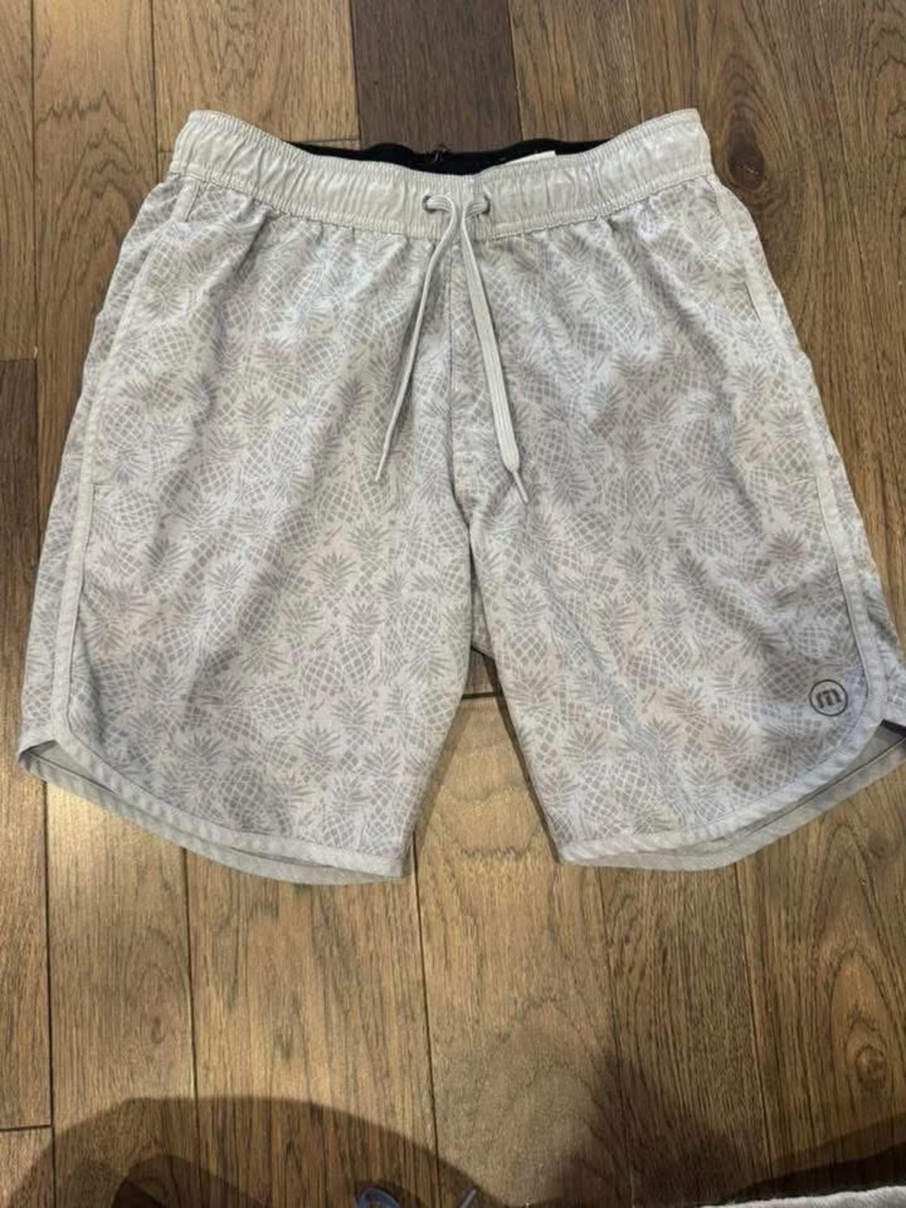 Travis Mathew Light Gray Patterned Swim Trunks